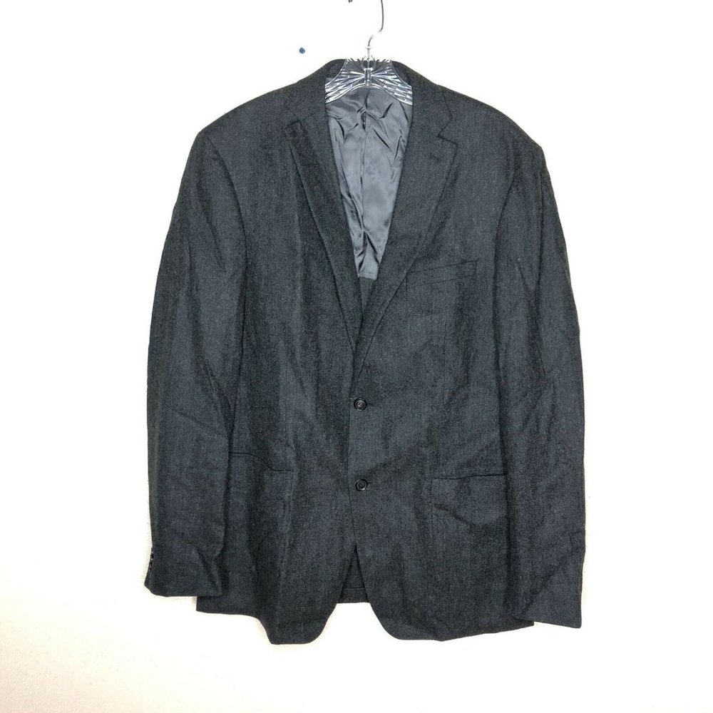Elie Tahari Womens Jacket Black Wool Blend Two Button Blazer Lined Size 38